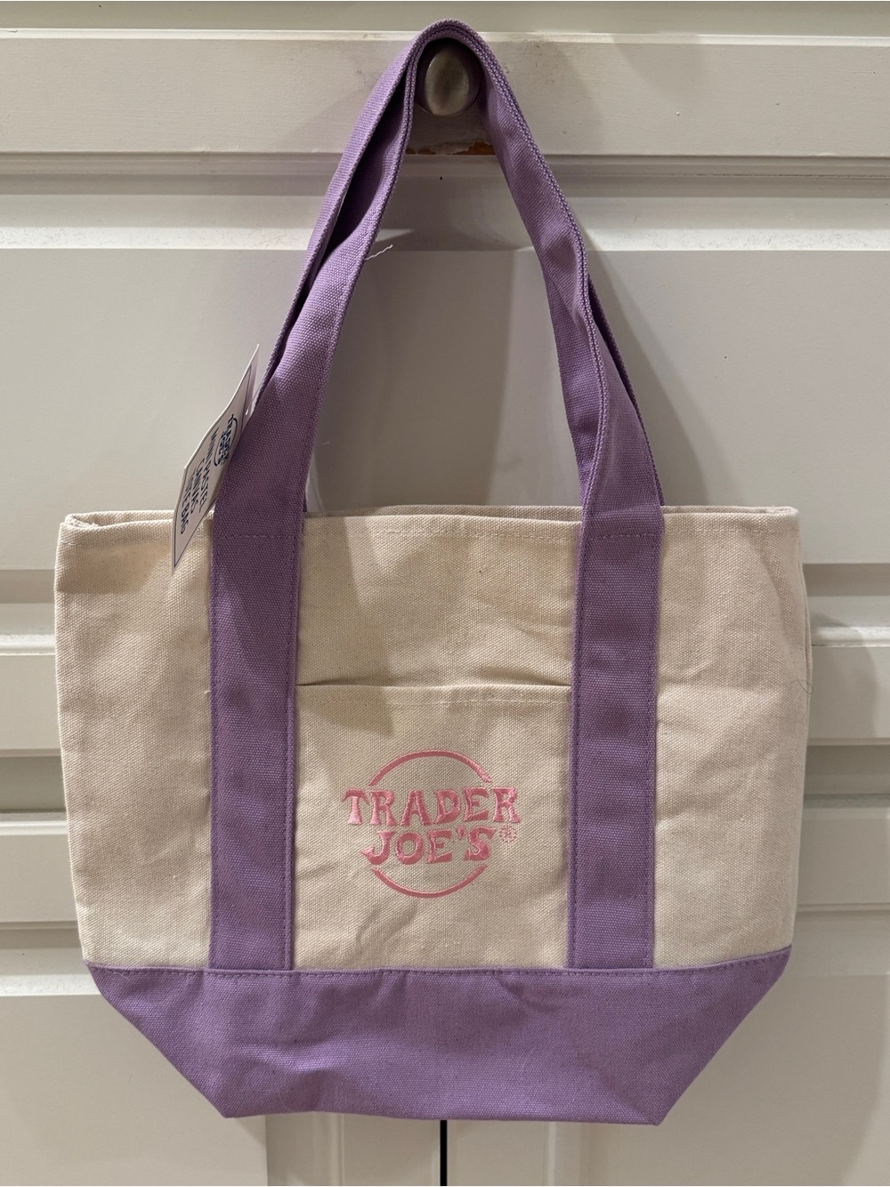 NWT Trader Joe’s Mini Pastel Canvas Tote Bag - Purple